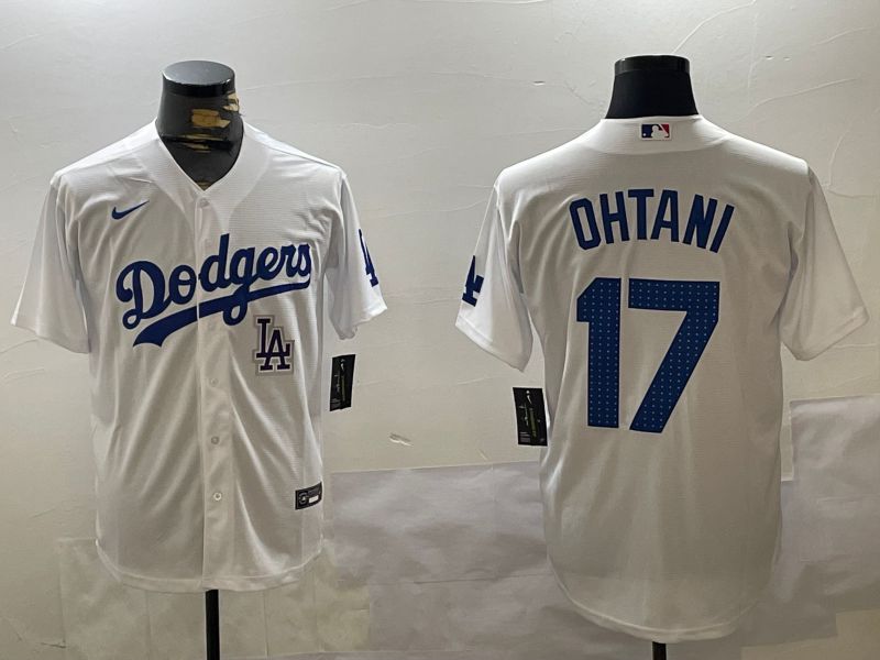 Men Los Angeles Dodgers #17 Ohtani White Game 2024 Nike MLB Jersey style 11207